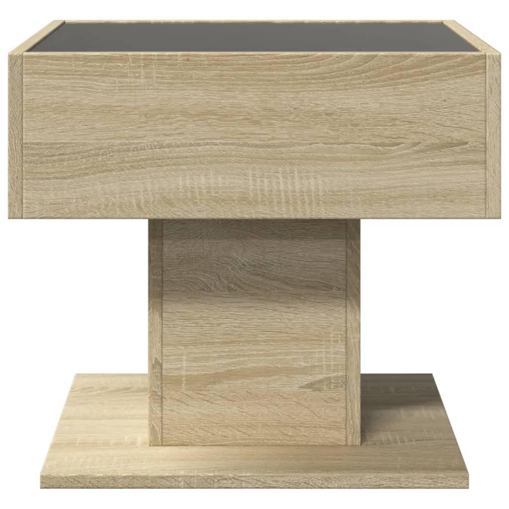 Table basse avec LED chêne sonoma 50x50x45 cm bois d'ingénierie - XIOS