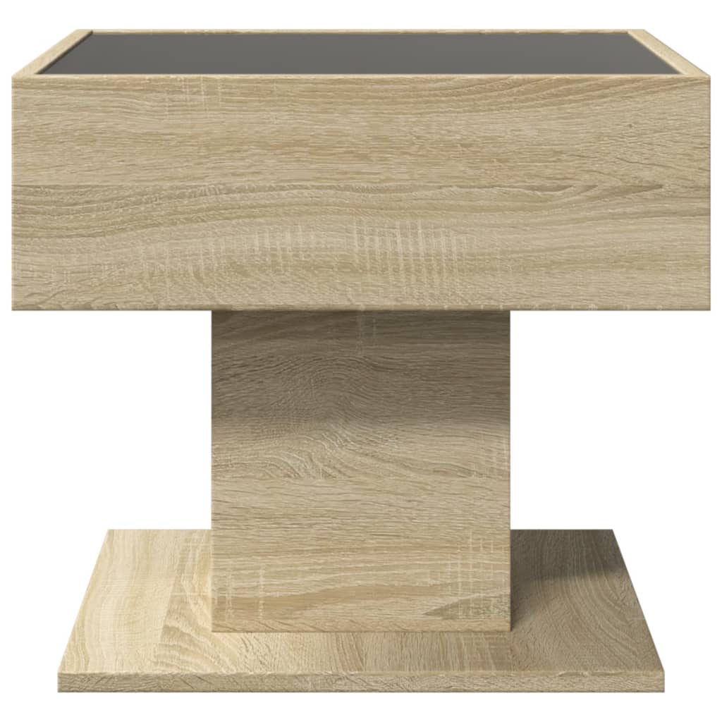 Table basse avec LED chêne sonoma 50x50x45 cm bois d'ingénierie - XIOS