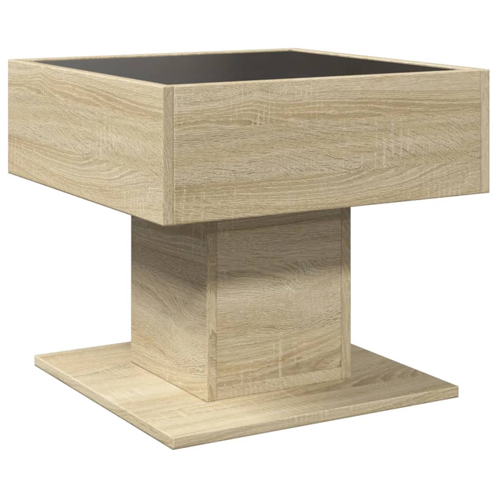 Table basse avec LED chêne sonoma 50x50x45 cm bois d'ingénierie - XIOS