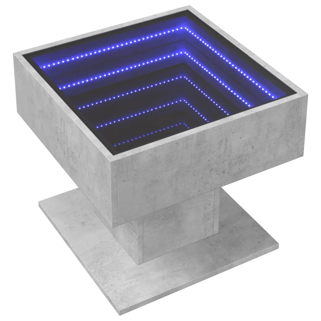 Table basse avec LED gris béton 50x50x45 cm bois d'ingénierie - XIOS