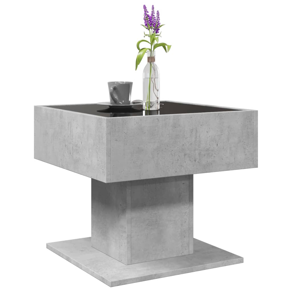 Table basse avec LED gris béton 50x50x45 cm bois d'ingénierie - XIOS