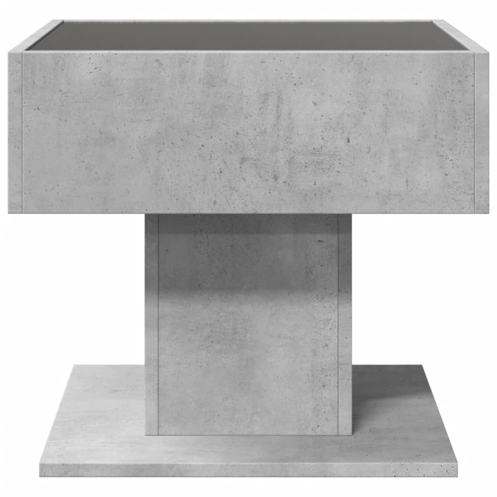 Table basse avec LED gris béton 50x50x45 cm bois d'ingénierie - XIOS