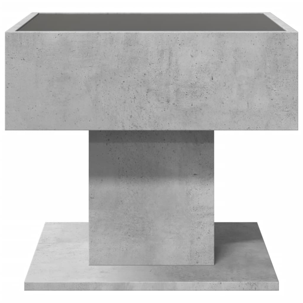 Table basse avec LED gris béton 50x50x45 cm bois d'ingénierie - XIOS
