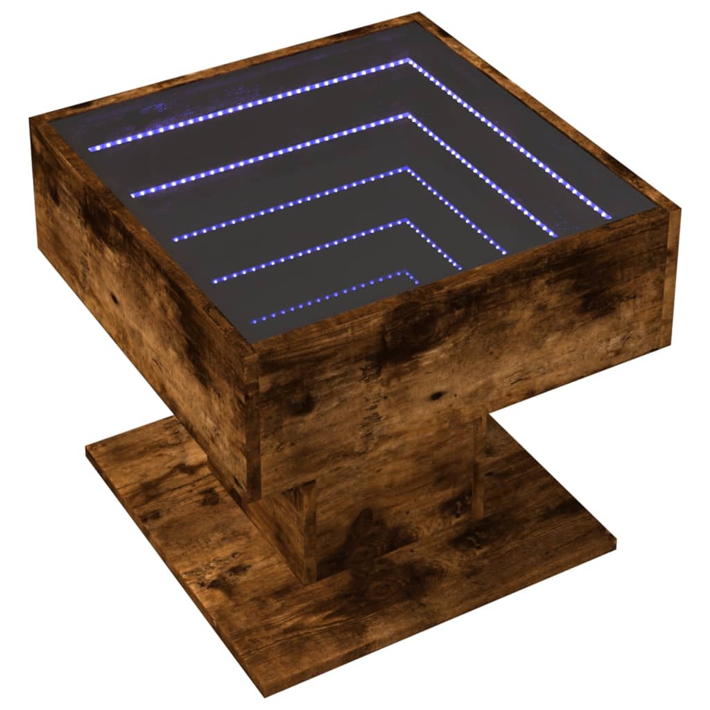 Table basse avec LED chêne fumé 50x50x45 cm bois d'ingénierie - XIOS