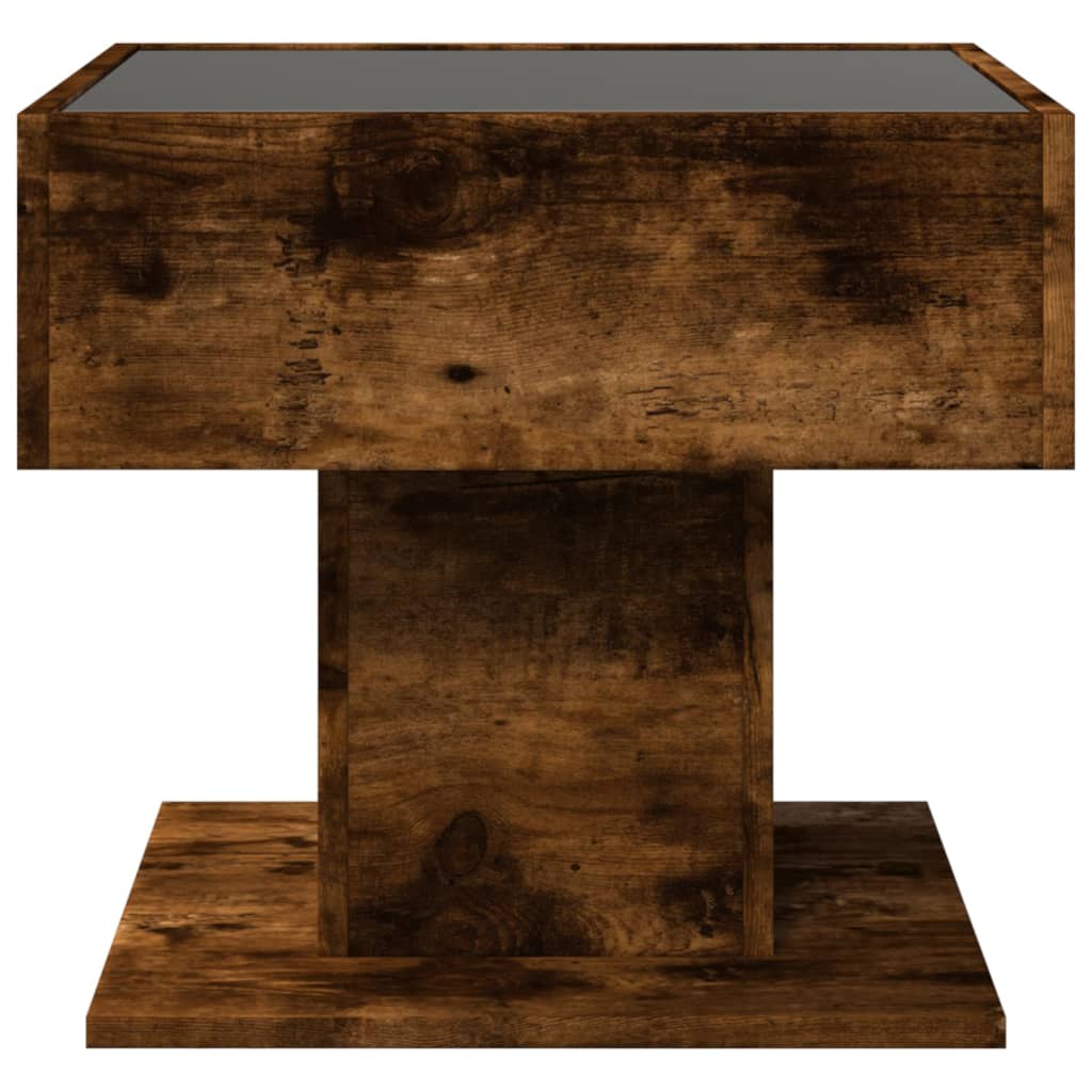 Table basse avec LED chêne fumé 50x50x45 cm bois d'ingénierie - XIOS