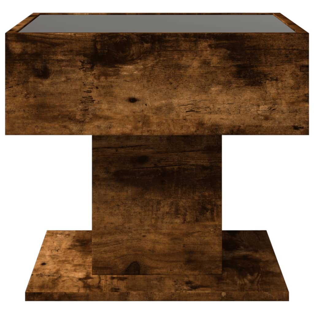 Table basse avec LED chêne fumé 50x50x45 cm bois d'ingénierie - XIOS