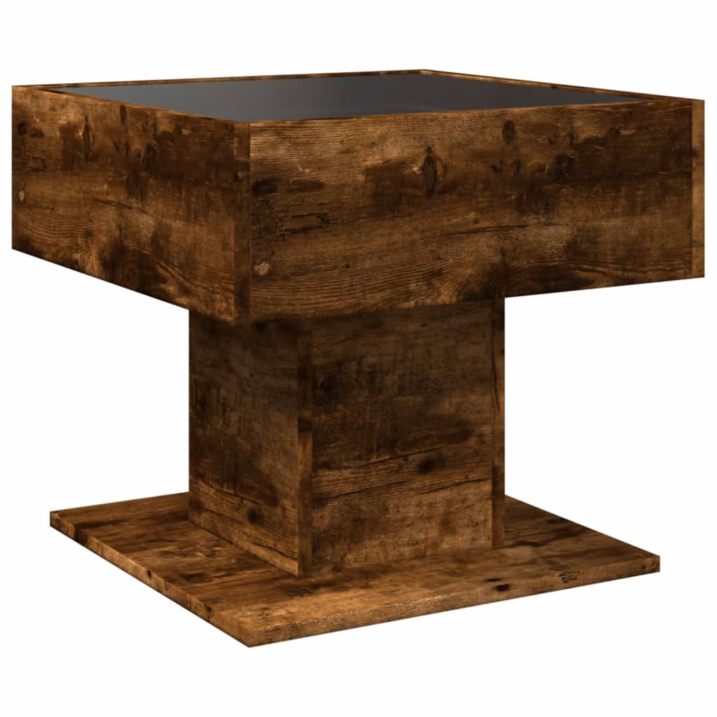 Table basse avec LED chêne fumé 50x50x45 cm bois d'ingénierie - XIOS