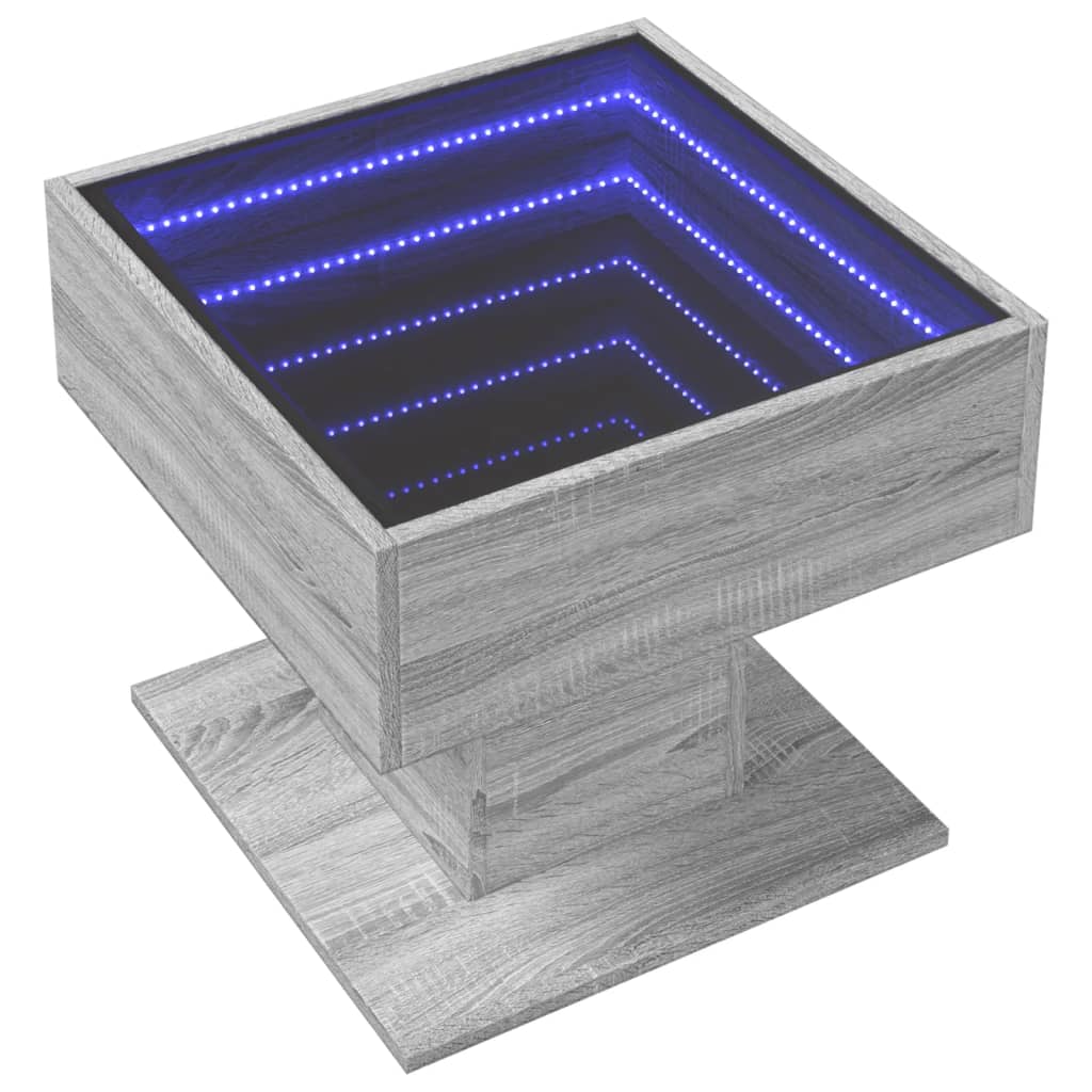 Table basse avec LED sonoma gris 50x50x45 cm bois d'ingénierie - XIOS
