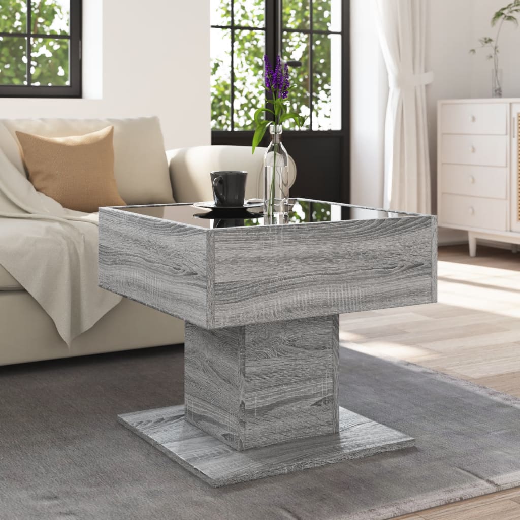 Table basse avec LED sonoma gris 50x50x45 cm bois d'ingénierie - XIOS