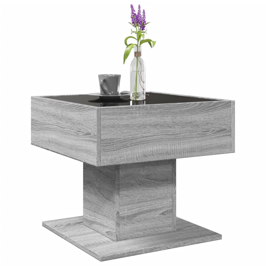 Table basse avec LED sonoma gris 50x50x45 cm bois d'ingénierie - XIOS