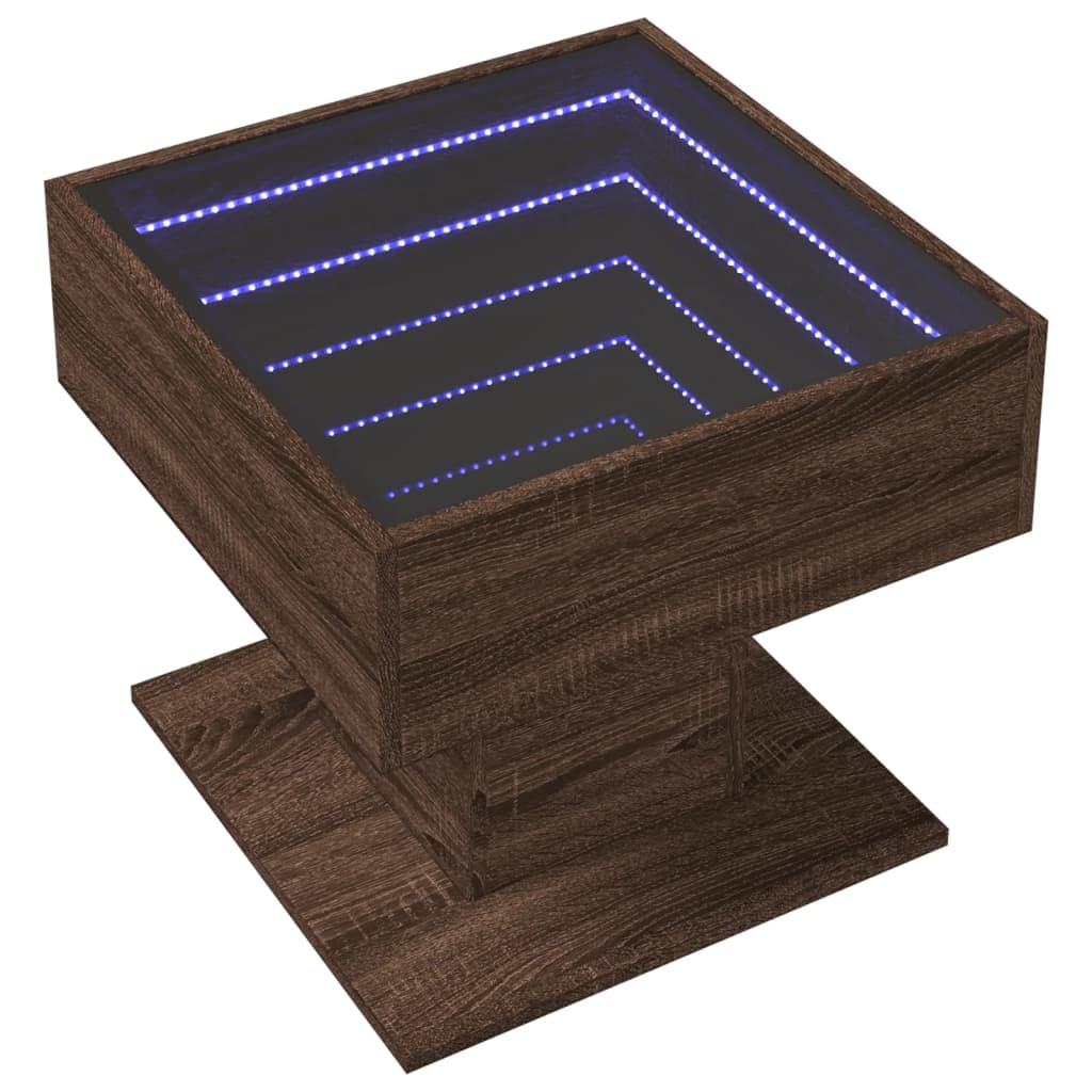 Table basse avec LED chêne marron 50x50x45 cm bois d'ingénierie - XIOS