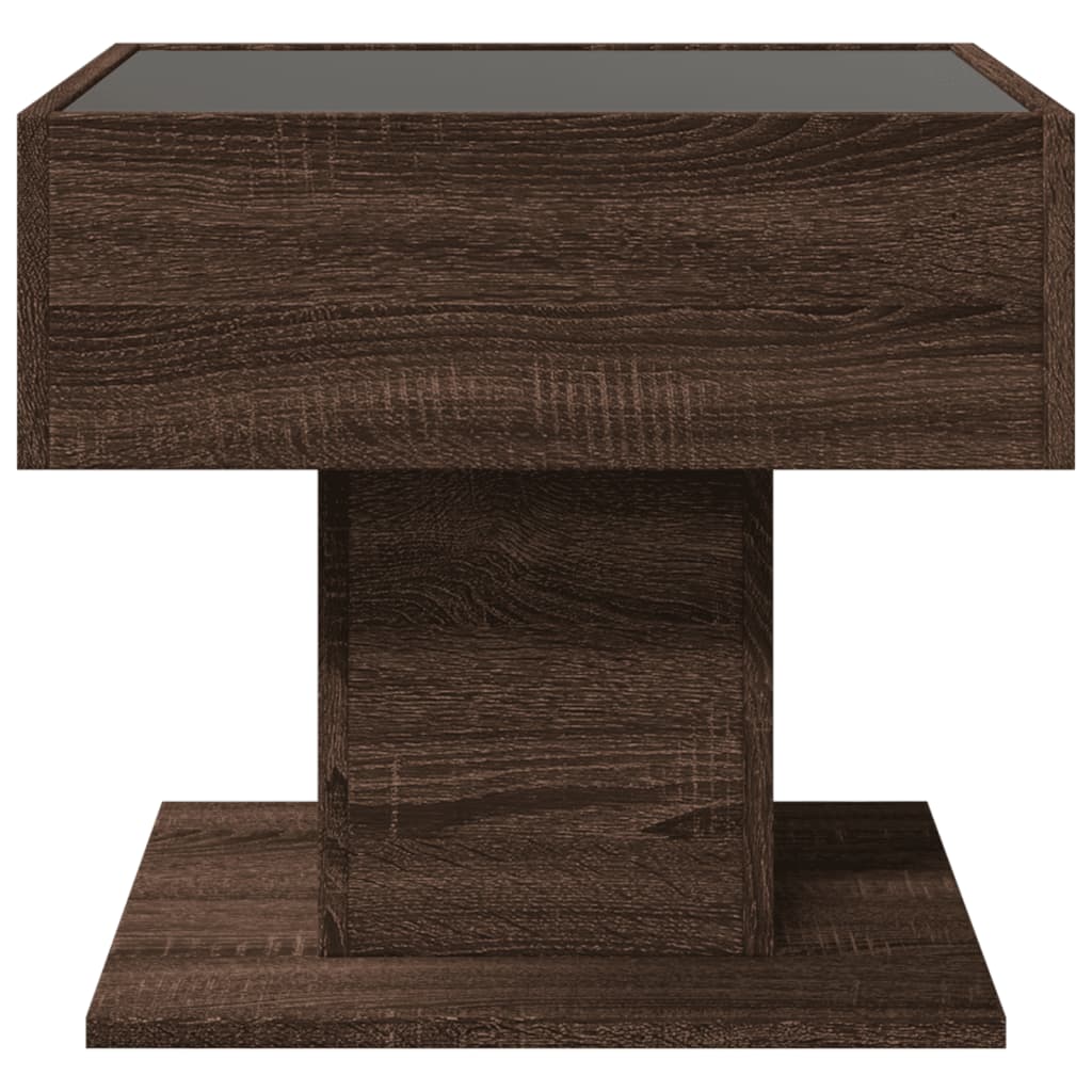 Table basse avec LED chêne marron 50x50x45 cm bois d'ingénierie - XIOS