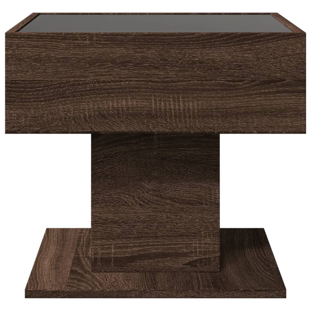 Table basse avec LED chêne marron 50x50x45 cm bois d'ingénierie - XIOS