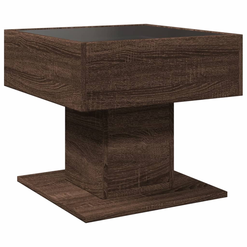 Table basse avec LED chêne marron 50x50x45 cm bois d'ingénierie - XIOS