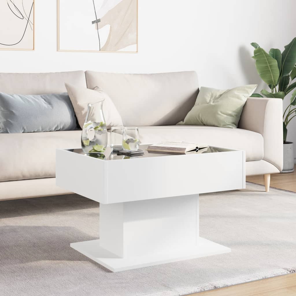 Table basse avec LED blanc 70x50x45 cm bois d'ingénierie - XIOS