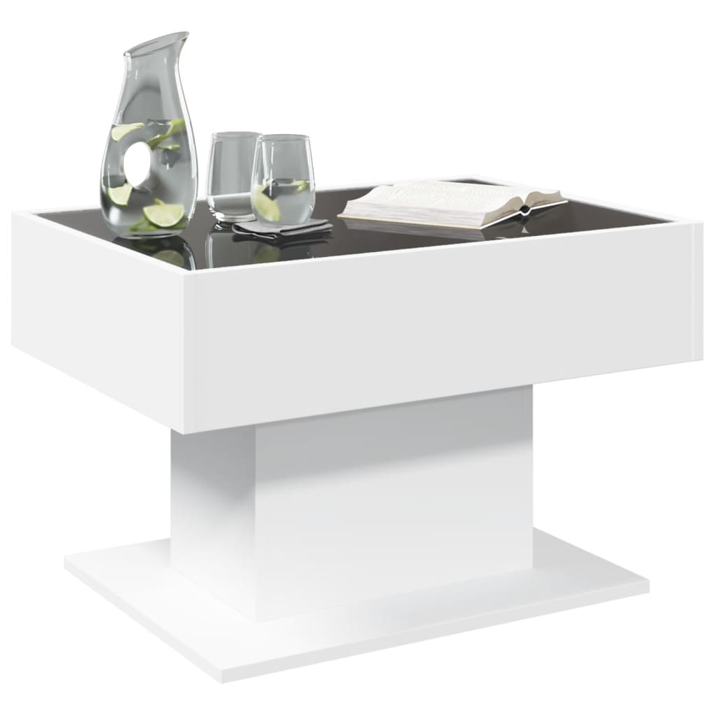 Table basse avec LED blanc 70x50x45 cm bois d'ingénierie - XIOS