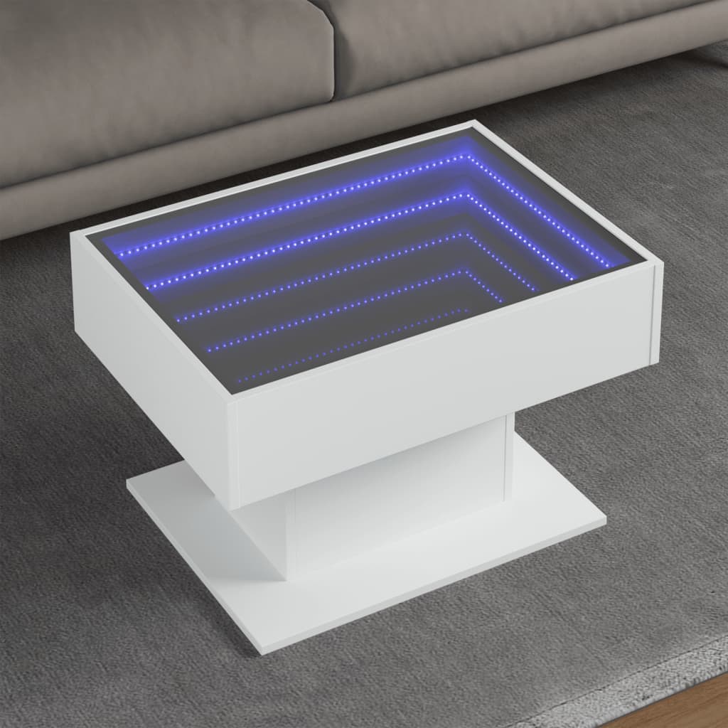 Table basse avec LED blanc 70x50x45 cm bois d'ingénierie - XIOS