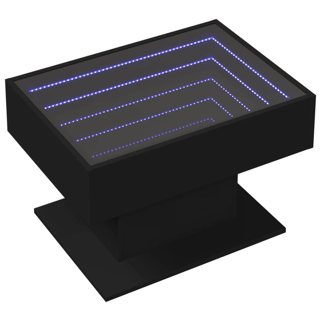 Table basse avec LED noir 70x50x45 cm bois d'ingénierie - XIOS