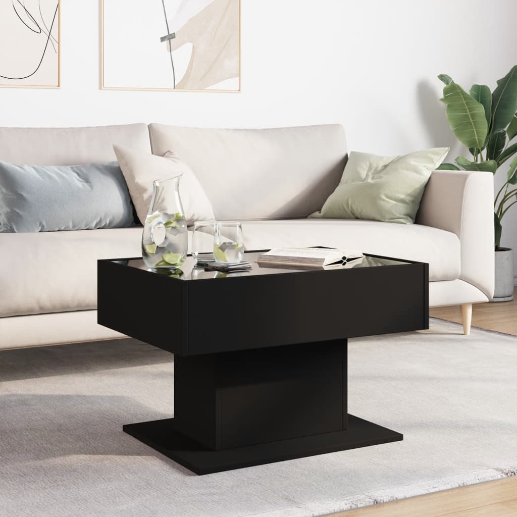 Table basse avec LED noir 70x50x45 cm bois d'ingénierie - XIOS