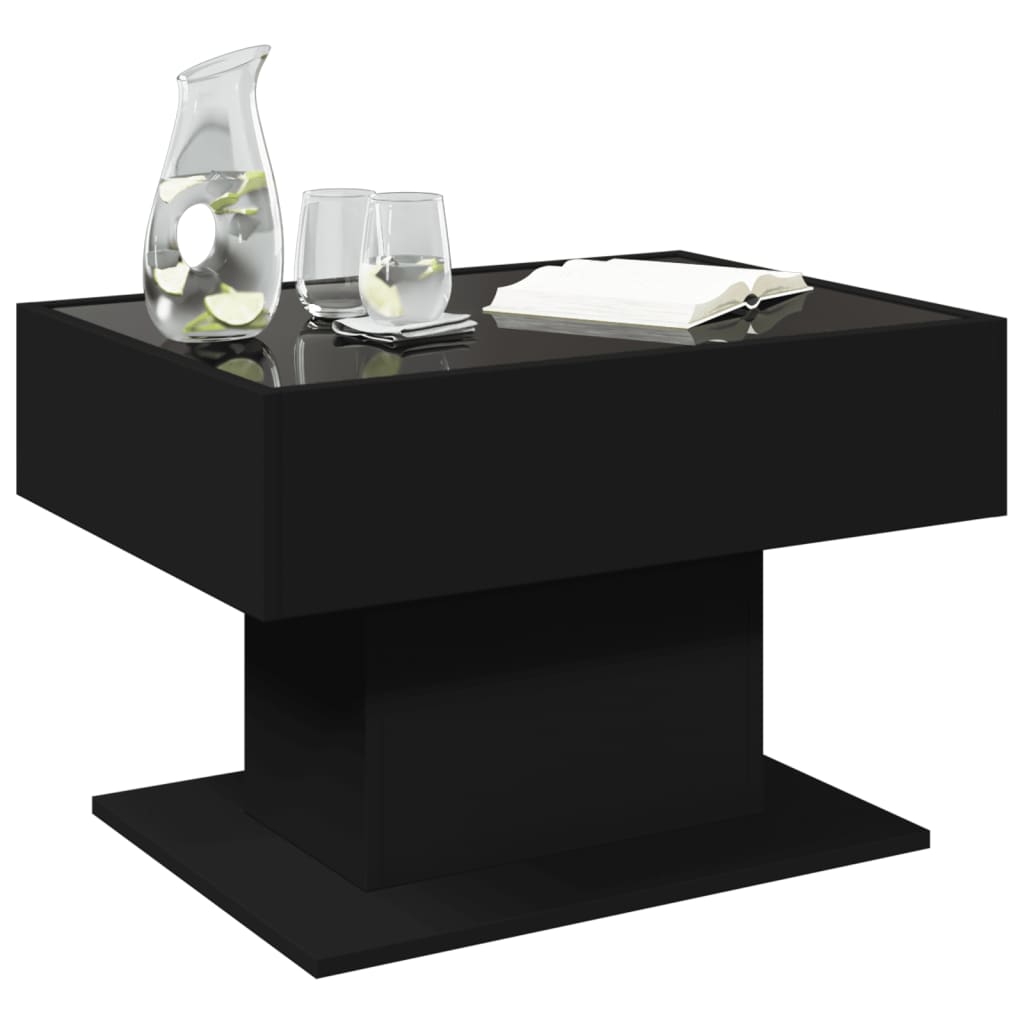 Table basse avec LED noir 70x50x45 cm bois d'ingénierie - XIOS