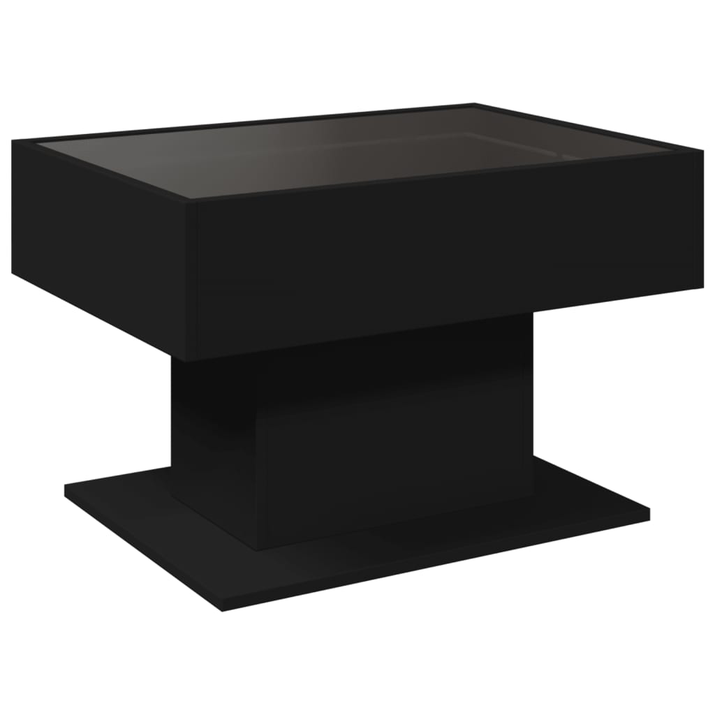 Table basse avec LED noir 70x50x45 cm bois d'ingénierie - XIOS