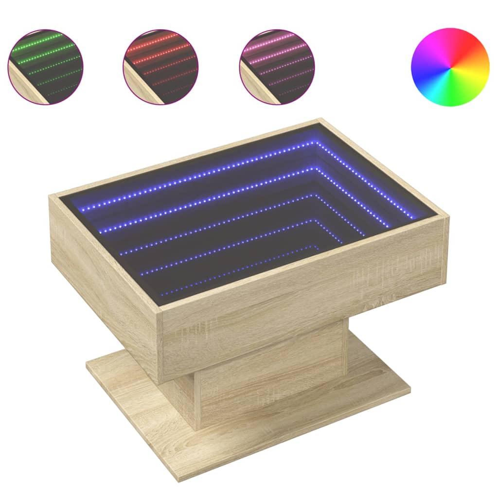 Table basse avec LED chêne sonoma 70x50x45 cm bois d'ingénierie - XIOS