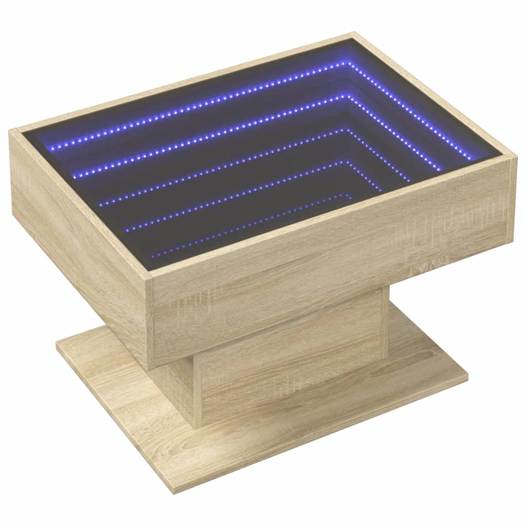 Table basse avec LED chêne sonoma 70x50x45 cm bois d'ingénierie - XIOS