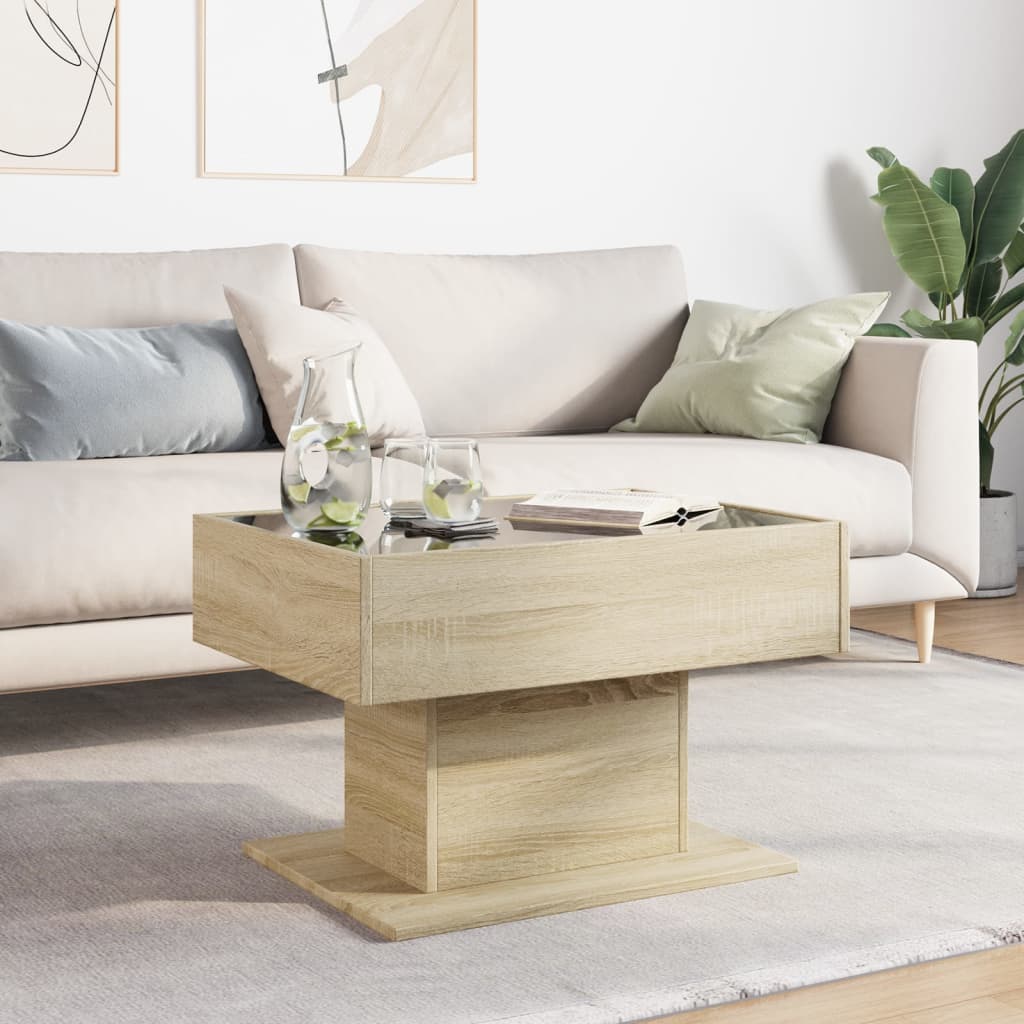 Table basse avec LED chêne sonoma 70x50x45 cm bois d'ingénierie - XIOS