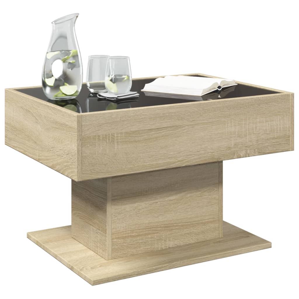 Table basse avec LED chêne sonoma 70x50x45 cm bois d'ingénierie - XIOS