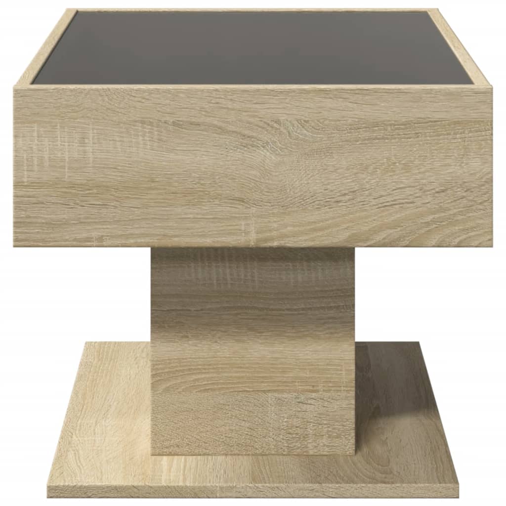 Table basse avec LED chêne sonoma 70x50x45 cm bois d'ingénierie - XIOS