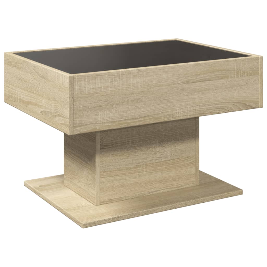 Table basse avec LED chêne sonoma 70x50x45 cm bois d'ingénierie - XIOS