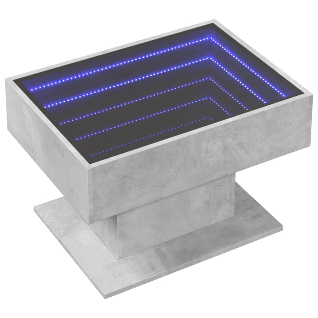 Table basse avec LED gris béton 70x50x45 cm bois d'ingénierie - XIOS