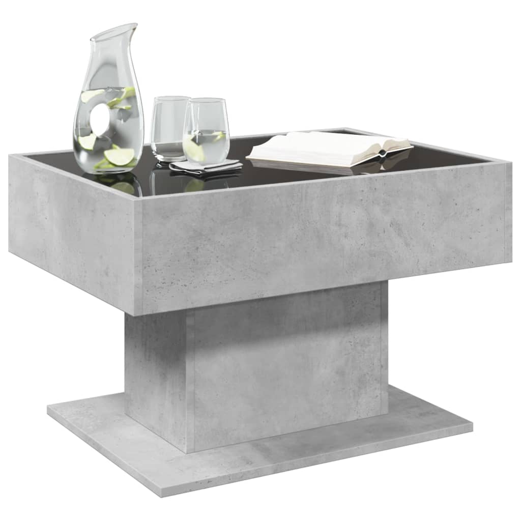Table basse avec LED gris béton 70x50x45 cm bois d'ingénierie - XIOS