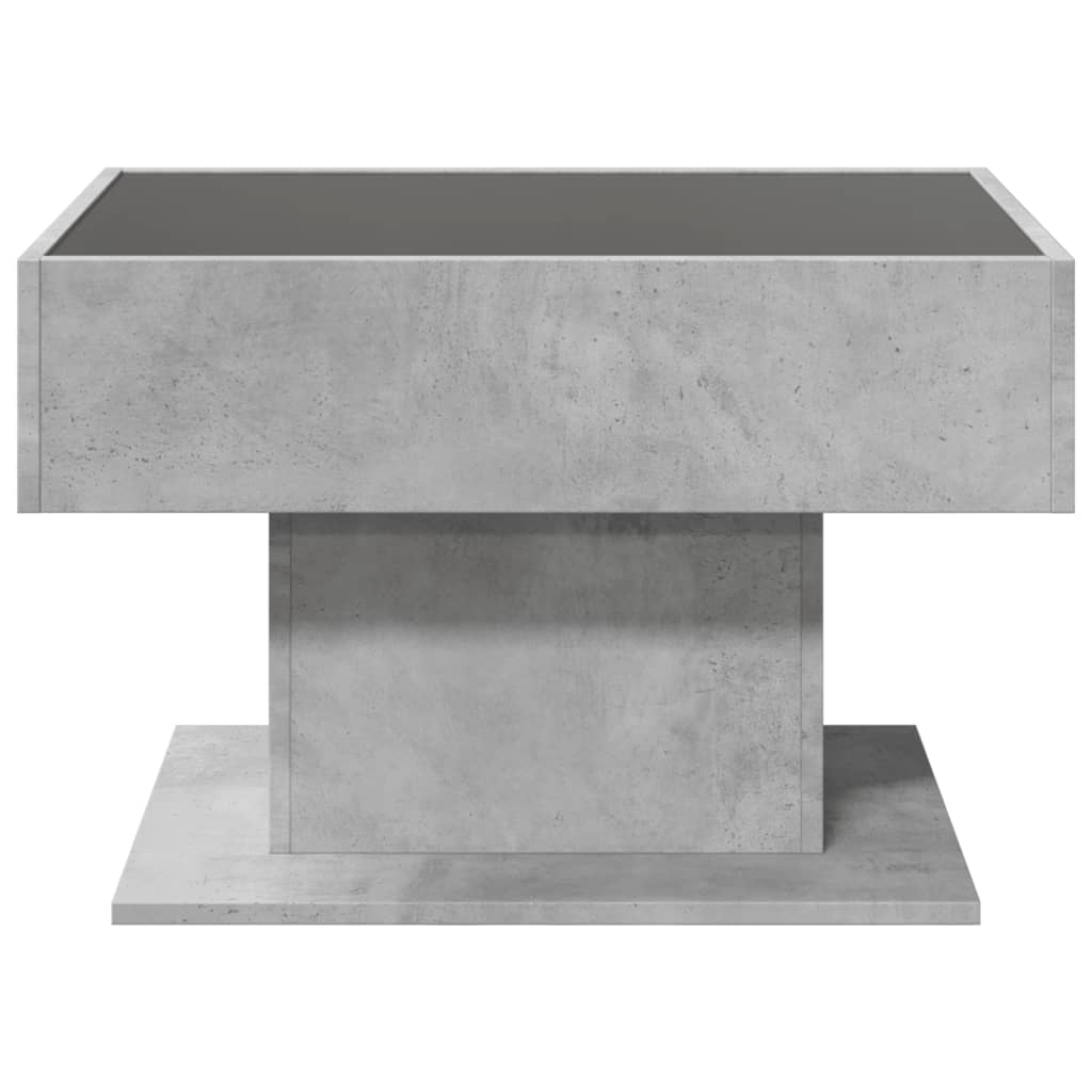 Table basse avec LED gris béton 70x50x45 cm bois d'ingénierie - XIOS