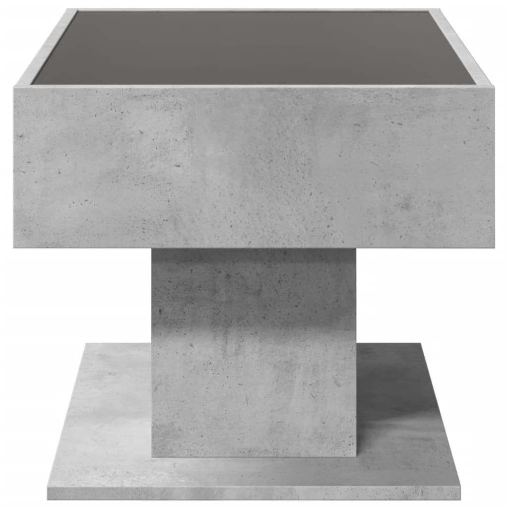 Table basse avec LED gris béton 70x50x45 cm bois d'ingénierie - XIOS