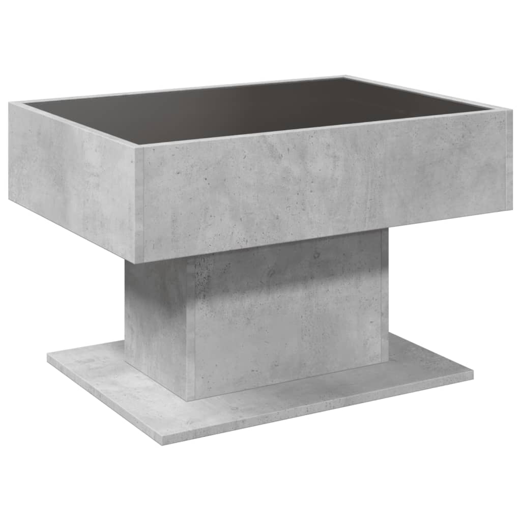 Table basse avec LED gris béton 70x50x45 cm bois d'ingénierie - XIOS