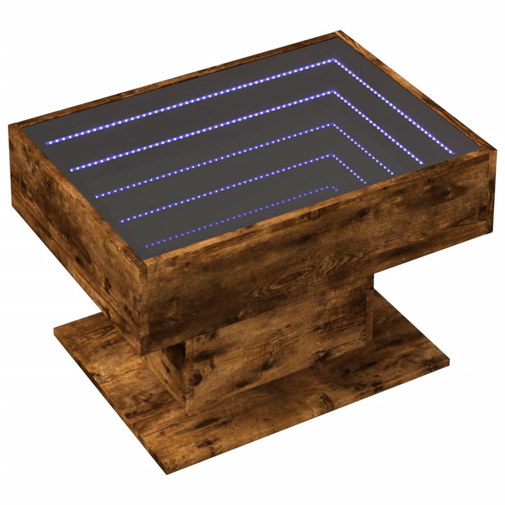 Table basse avec LED chêne fumé 70x50x45 cm bois d'ingénierie - XIOS