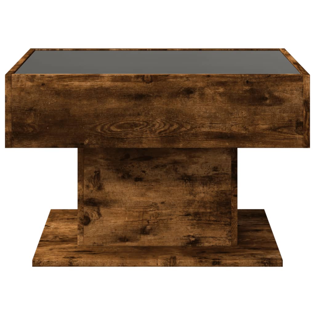 Table basse avec LED chêne fumé 70x50x45 cm bois d'ingénierie - XIOS