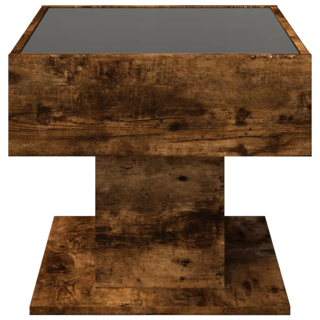 Table basse avec LED chêne fumé 70x50x45 cm bois d'ingénierie - XIOS