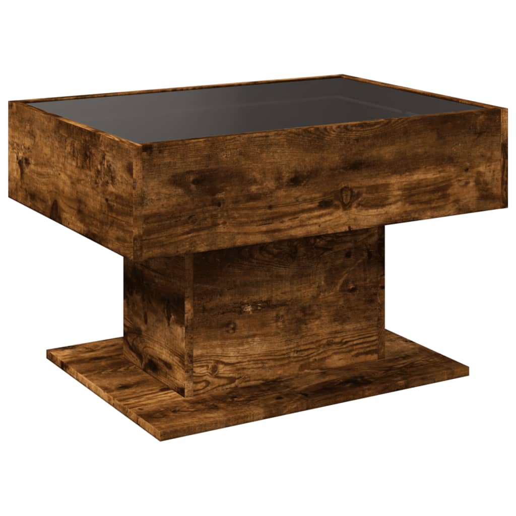Table basse avec LED chêne fumé 70x50x45 cm bois d'ingénierie - XIOS