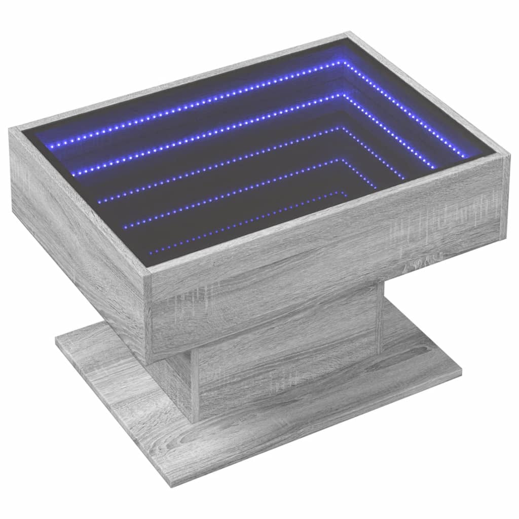 Table basse avec LED sonoma gris 70x50x45 cm bois d'ingénierie - XIOS