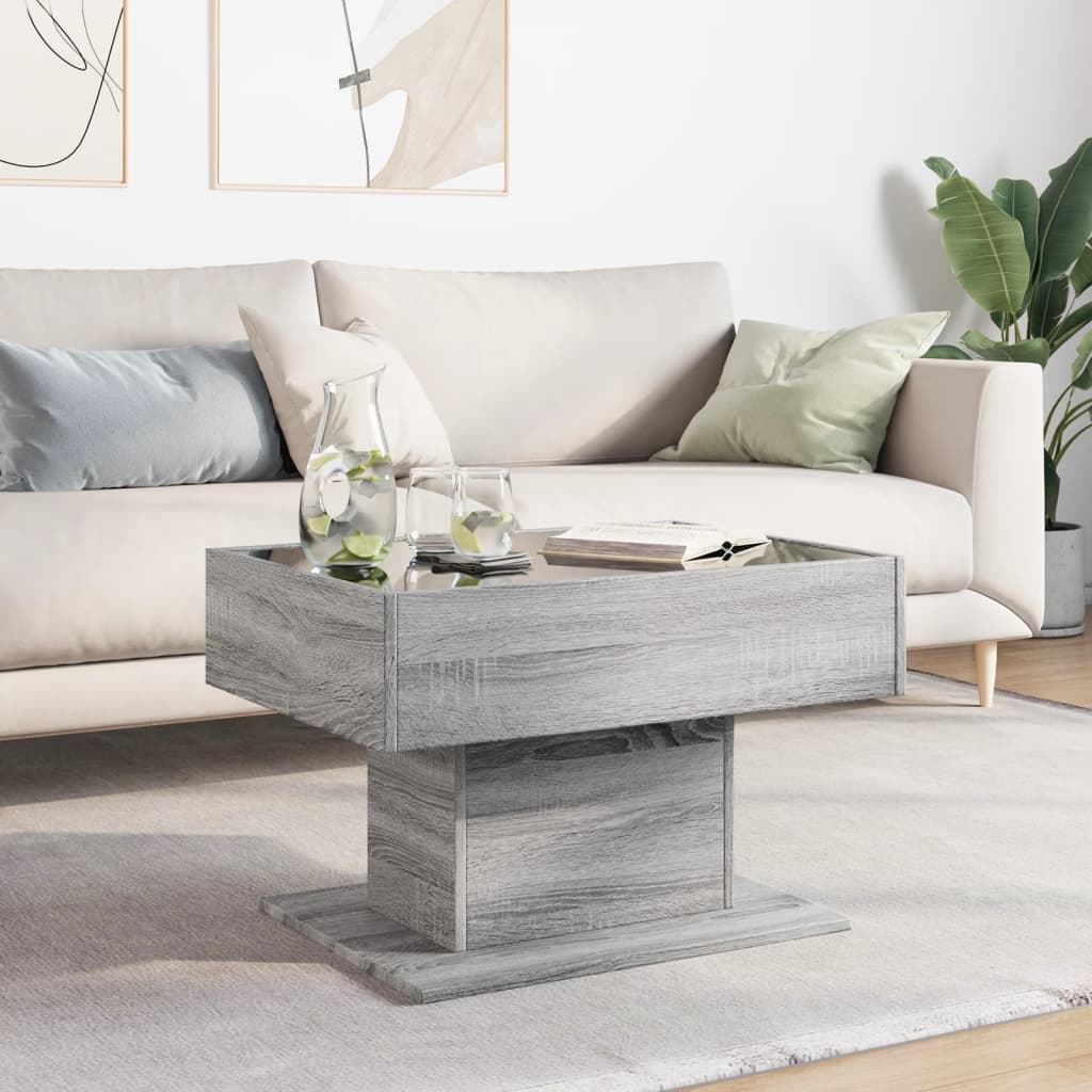 Table basse avec LED sonoma gris 70x50x45 cm bois d'ingénierie - XIOS