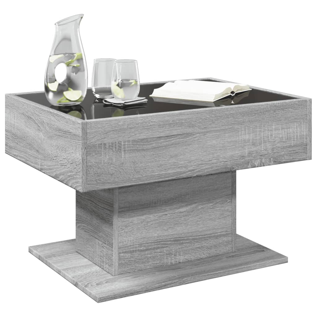 Table basse avec LED sonoma gris 70x50x45 cm bois d'ingénierie - XIOS