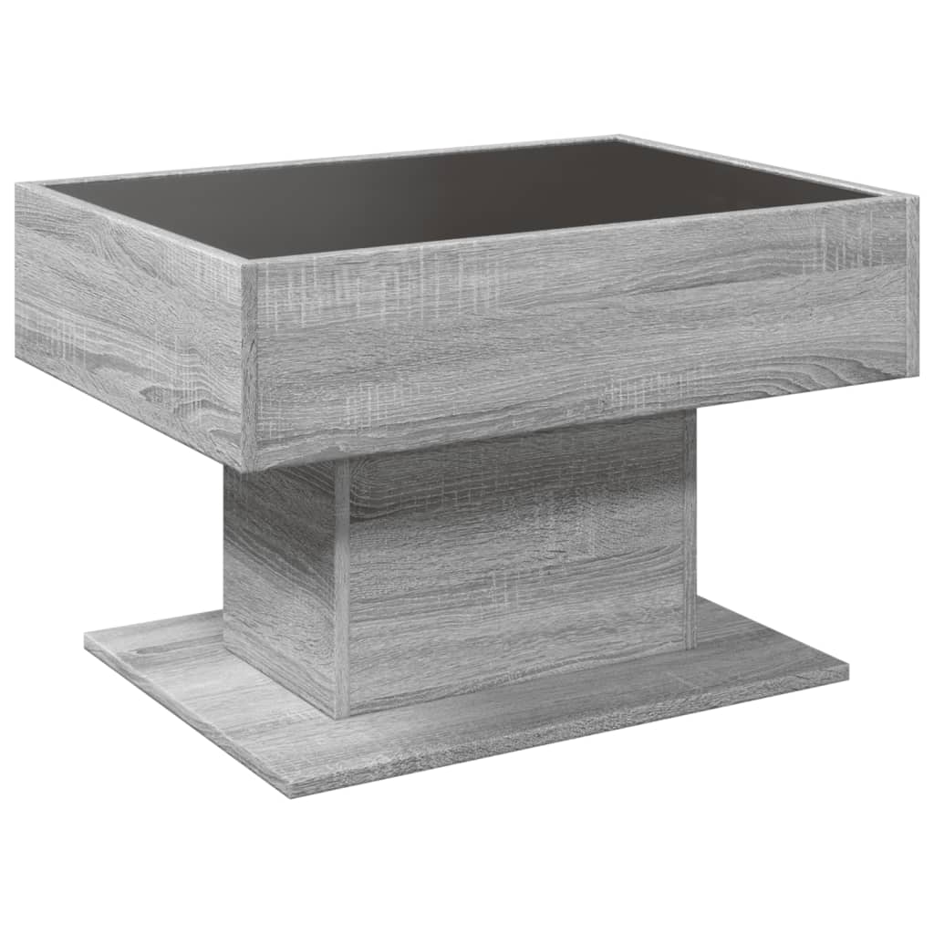 Table basse avec LED sonoma gris 70x50x45 cm bois d'ingénierie - XIOS