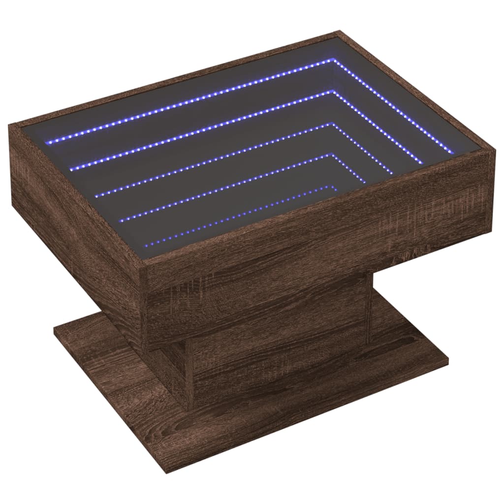 Table basse avec LED chêne marron 70x50x45 cm bois d'ingénierie - XIOS