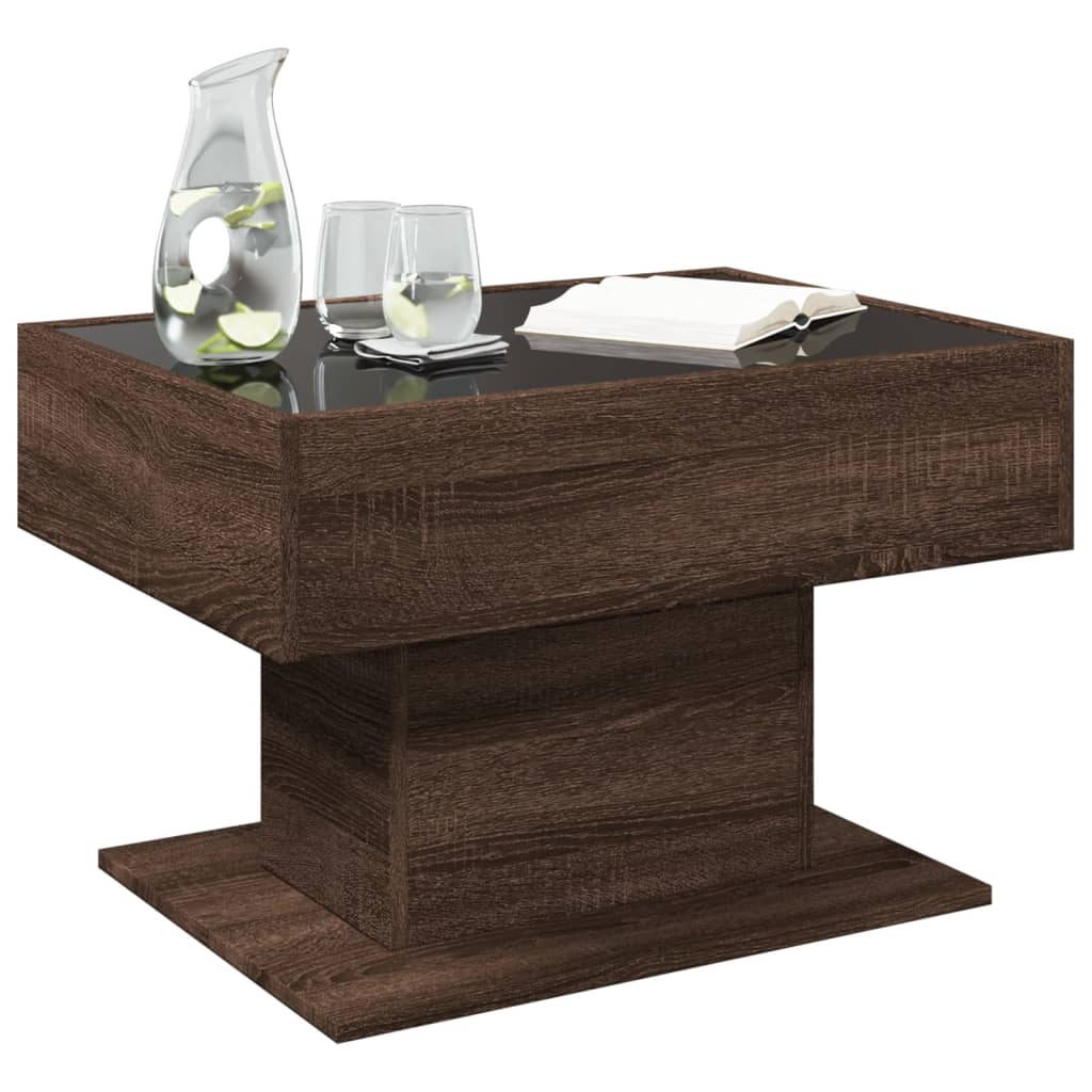 Table basse avec LED chêne marron 70x50x45 cm bois d'ingénierie - XIOS