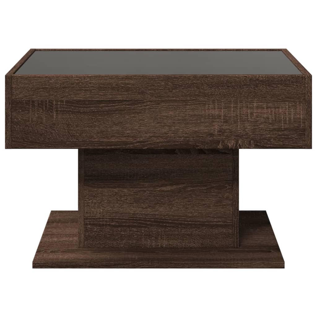 Table basse avec LED chêne marron 70x50x45 cm bois d'ingénierie - XIOS