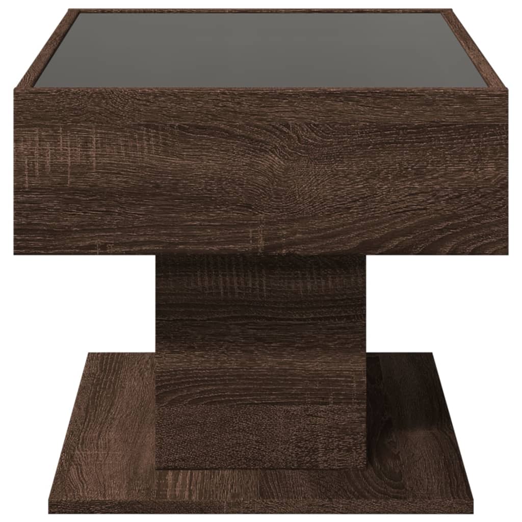Table basse avec LED chêne marron 70x50x45 cm bois d'ingénierie - XIOS