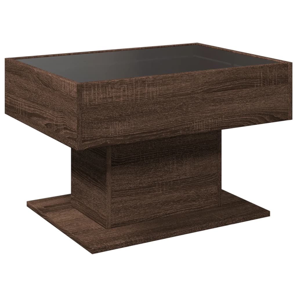 Table basse avec LED chêne marron 70x50x45 cm bois d'ingénierie - XIOS