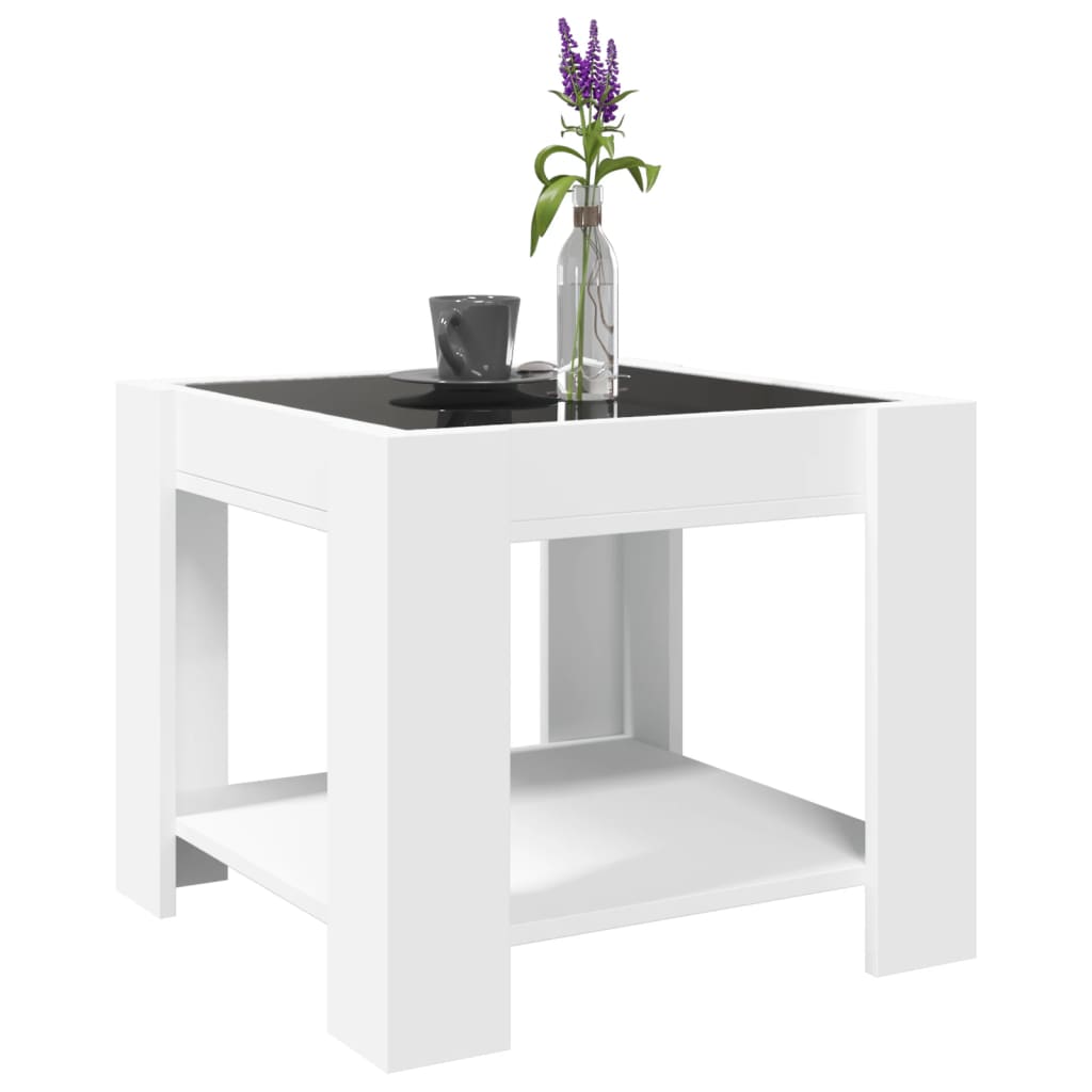 Table basse avec LED blanc 53x53x45 cm bois d'ingénierie - XIOS
